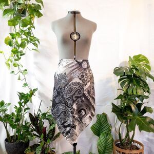 c-gen Paisley Boho Handkerchief Fit and Flare Skirt, Size M